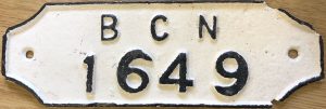 BCN gauge plate number 1649