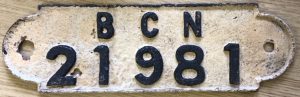BCN gauge plate number 21981
