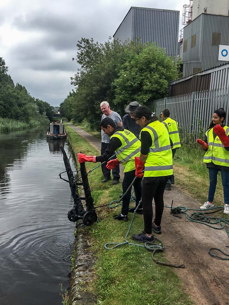 A stacker trolley, retrieved from the Titford Canal by a National Citizen Service/BCNS workgroup in July 2019