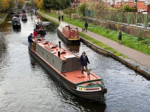 Boats gathering on the New Main Line for the 250 years celebrations of the Birmingham Canal Navigations