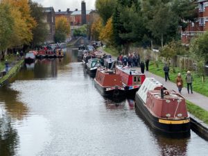 Boats gathering on the New Main Line for the 250 years celebrations of the Birmingham Canal Navigations